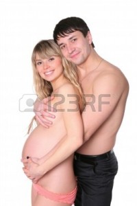5045697-happy-future-parents-over-white-background