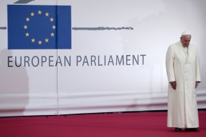 Pope Francis arrives at the European Parliament