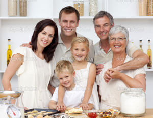 Happy family baking in the kitchen